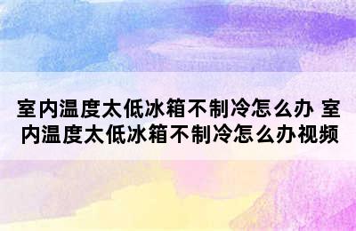 室内温度太低冰箱不制冷怎么办 室内温度太低冰箱不制冷怎么办视频